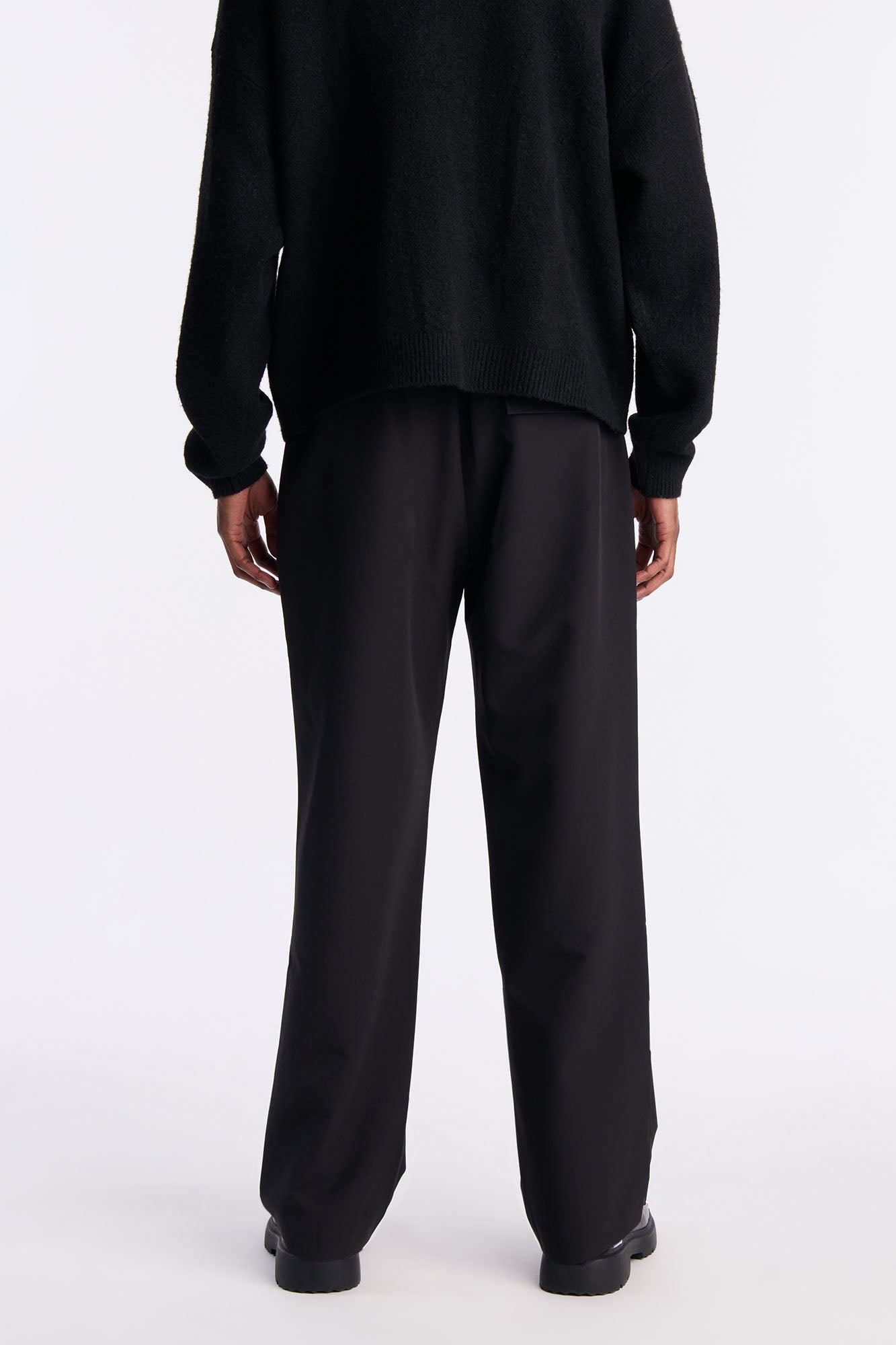 Straight Riven Elastic Waist Tech Pant - Black Fashion Nova