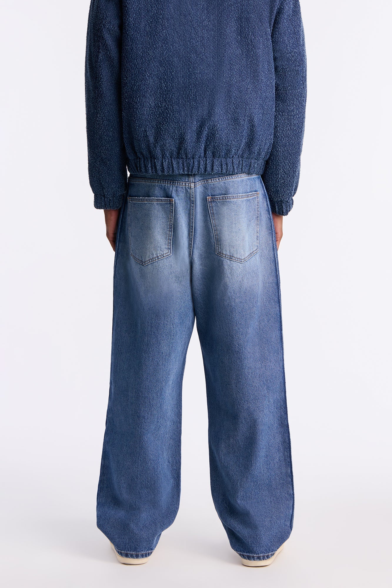 Baggy Faux Pleat Jean - Medium Blue Wash Fashion Nova