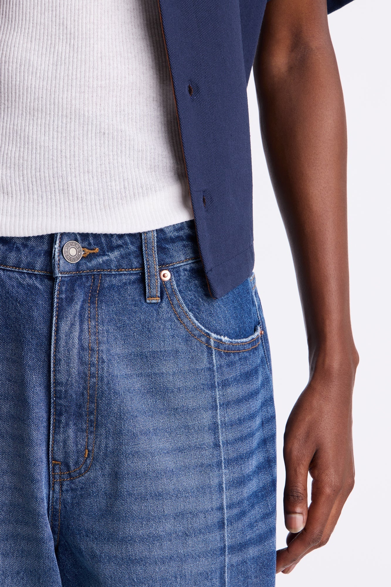 Baggy Faux Pleat Jean - Medium Blue Wash Fashion Nova