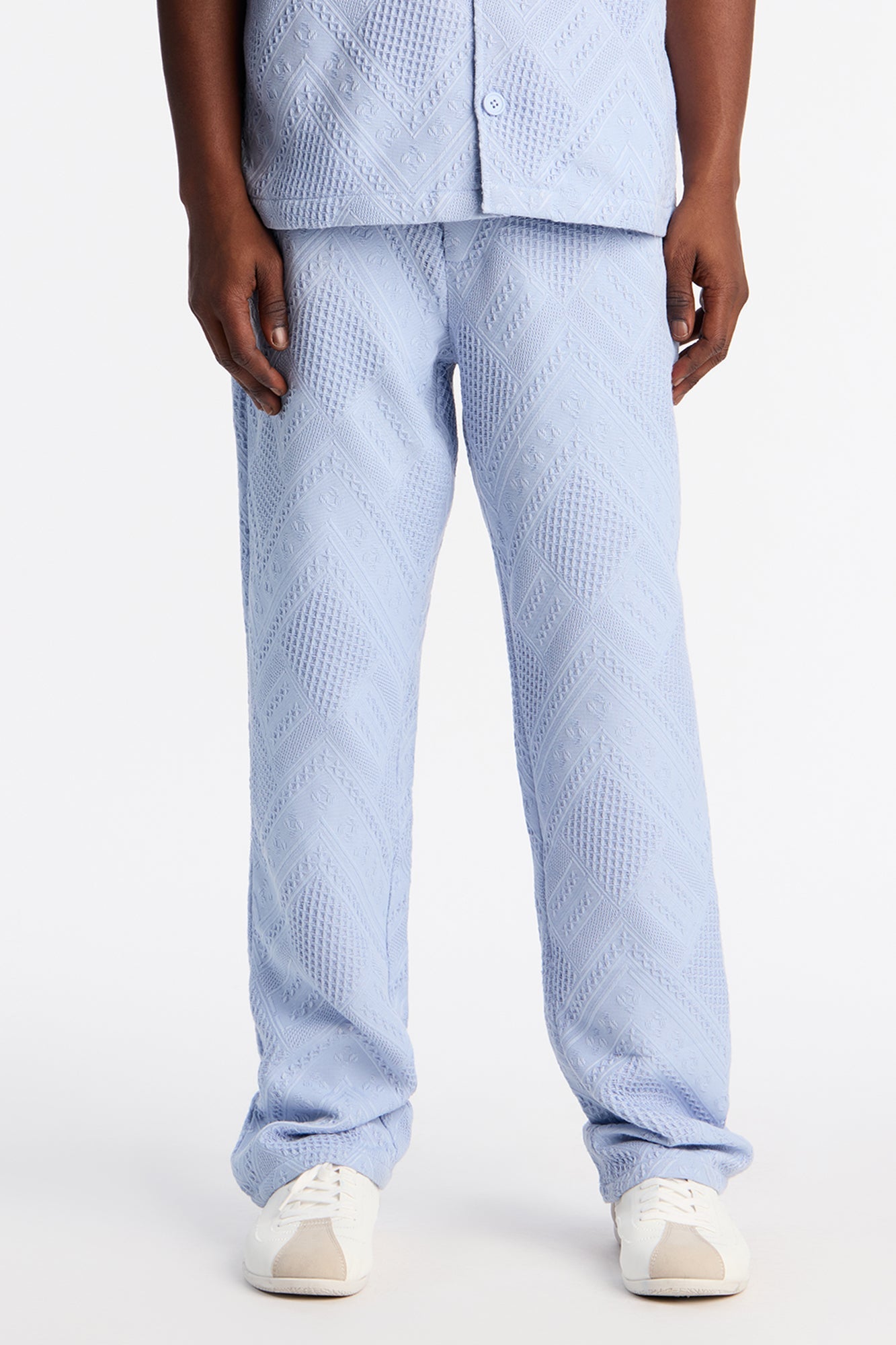 Straight Twist Weave Textured Pant - Light Blue Fashion Nova