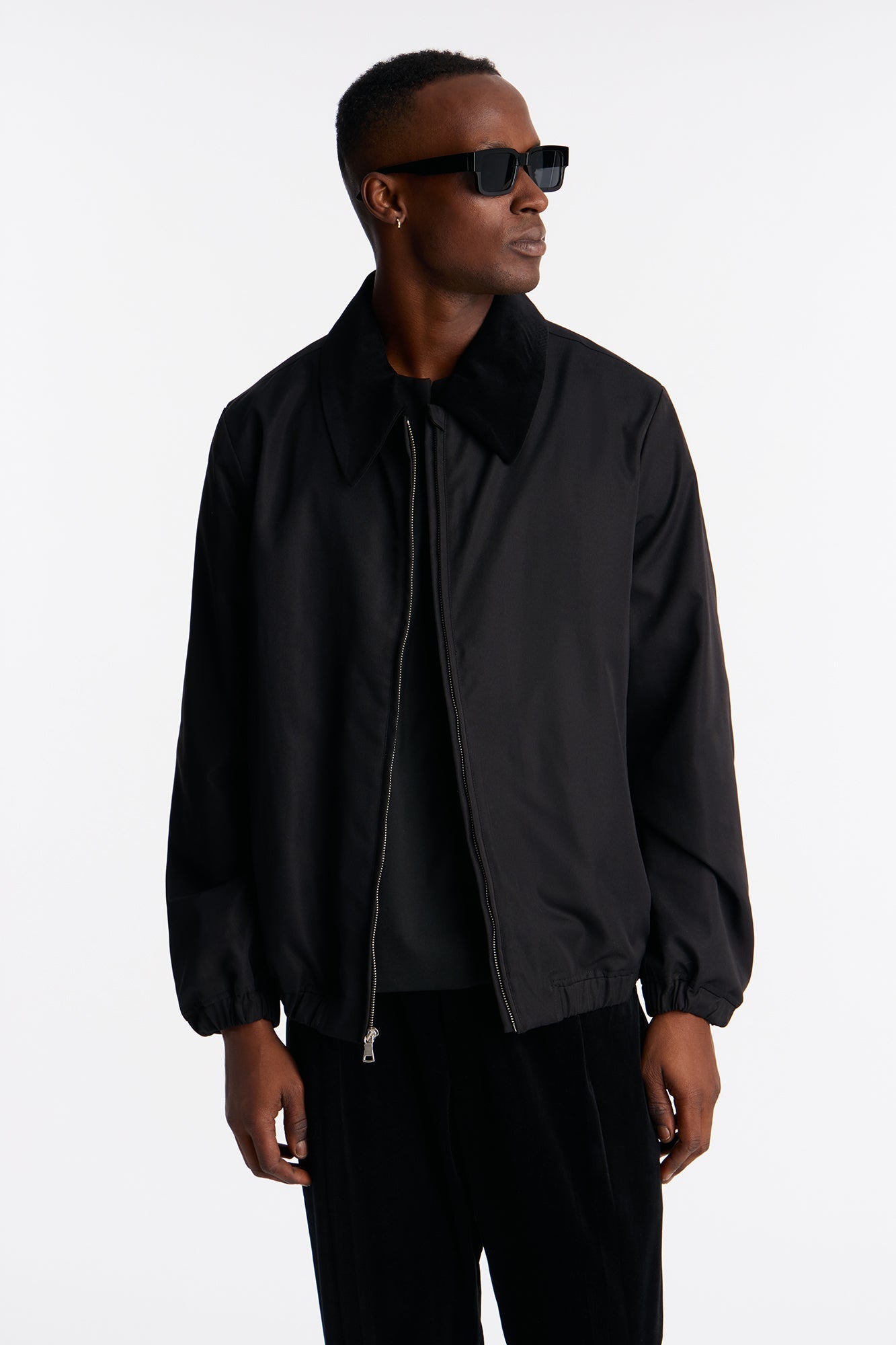 Lincoln Park Textured Collar Bomber Jacket - Black Fashion Nova