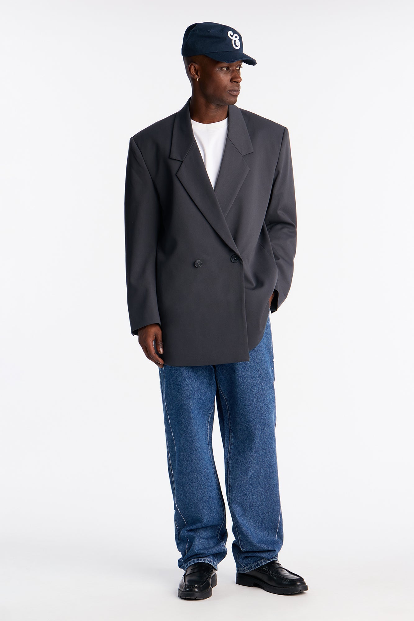 Oversized Quiet Authority Double Breasted Blazer - Charcoal Fashion Nova
