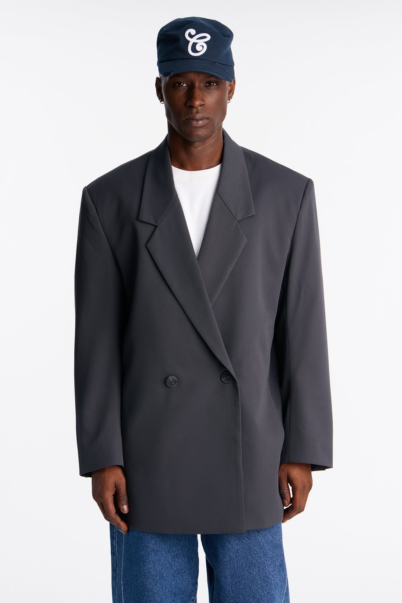Oversized Quiet Authority Double Breasted Blazer - Charcoal Fashion Nova