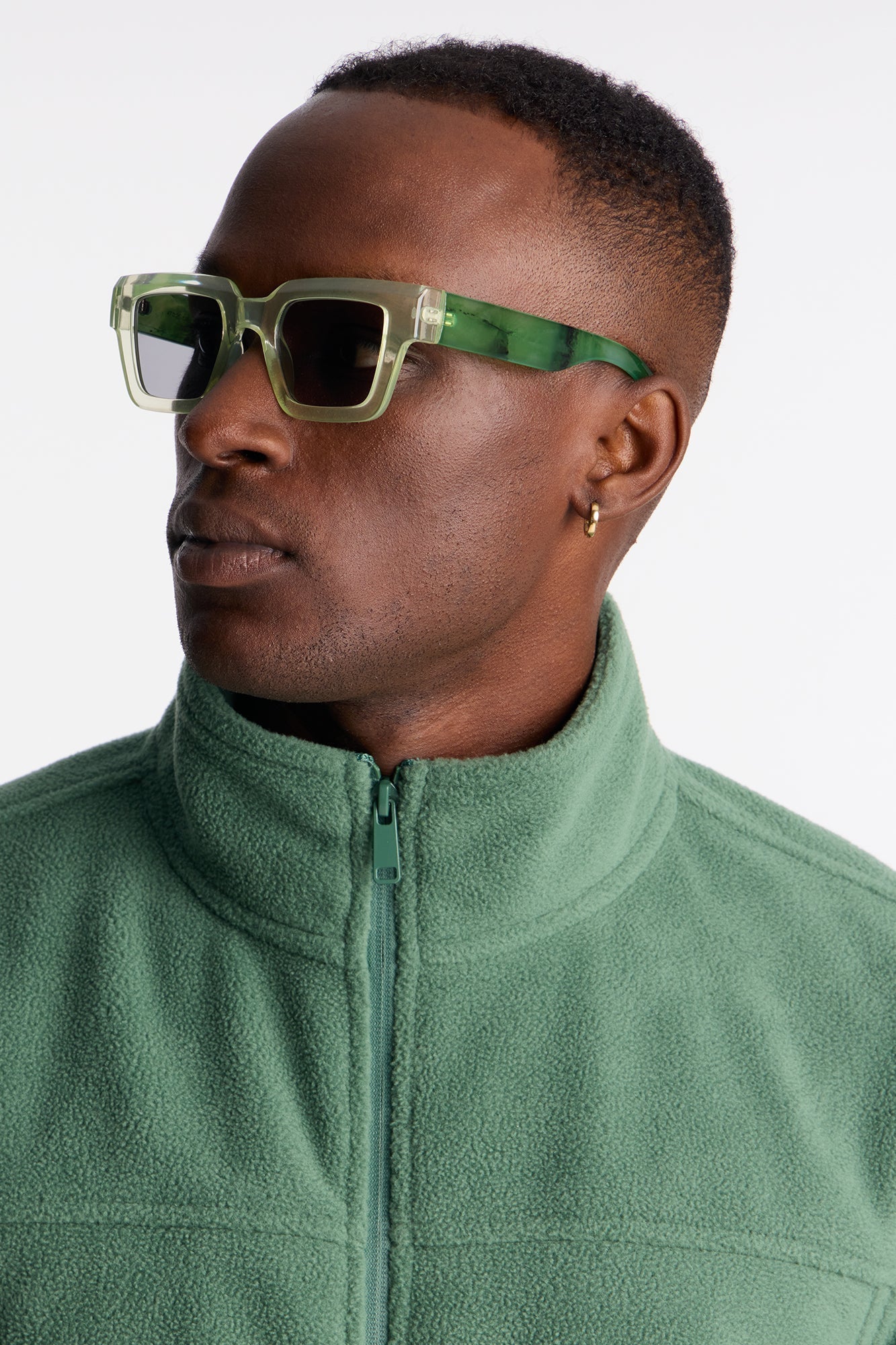 Marble Square Frame Color Lens Sunglasses - Green Fashion Nova