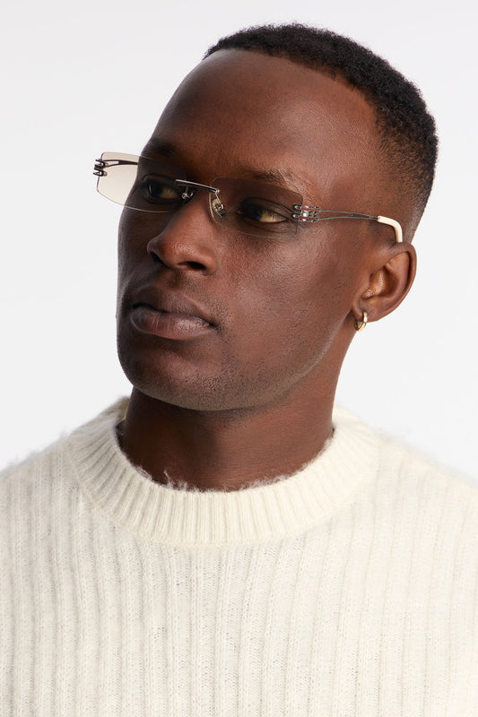 Sleek Frameless Metal Sunglasses - White Fashion Nova
