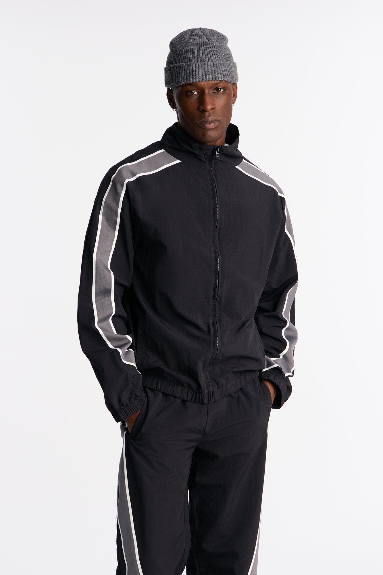 Prep The Field Color Block Windbreaker Jacket - Black/combo Fashion Nova