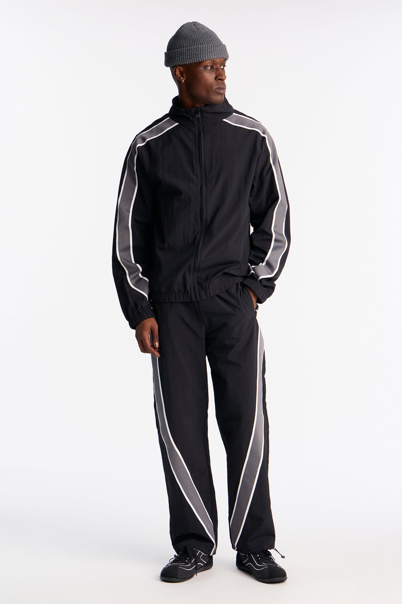 Straight Prep The Field Color Block Nylon Pant - Black/combo Fashion Nova