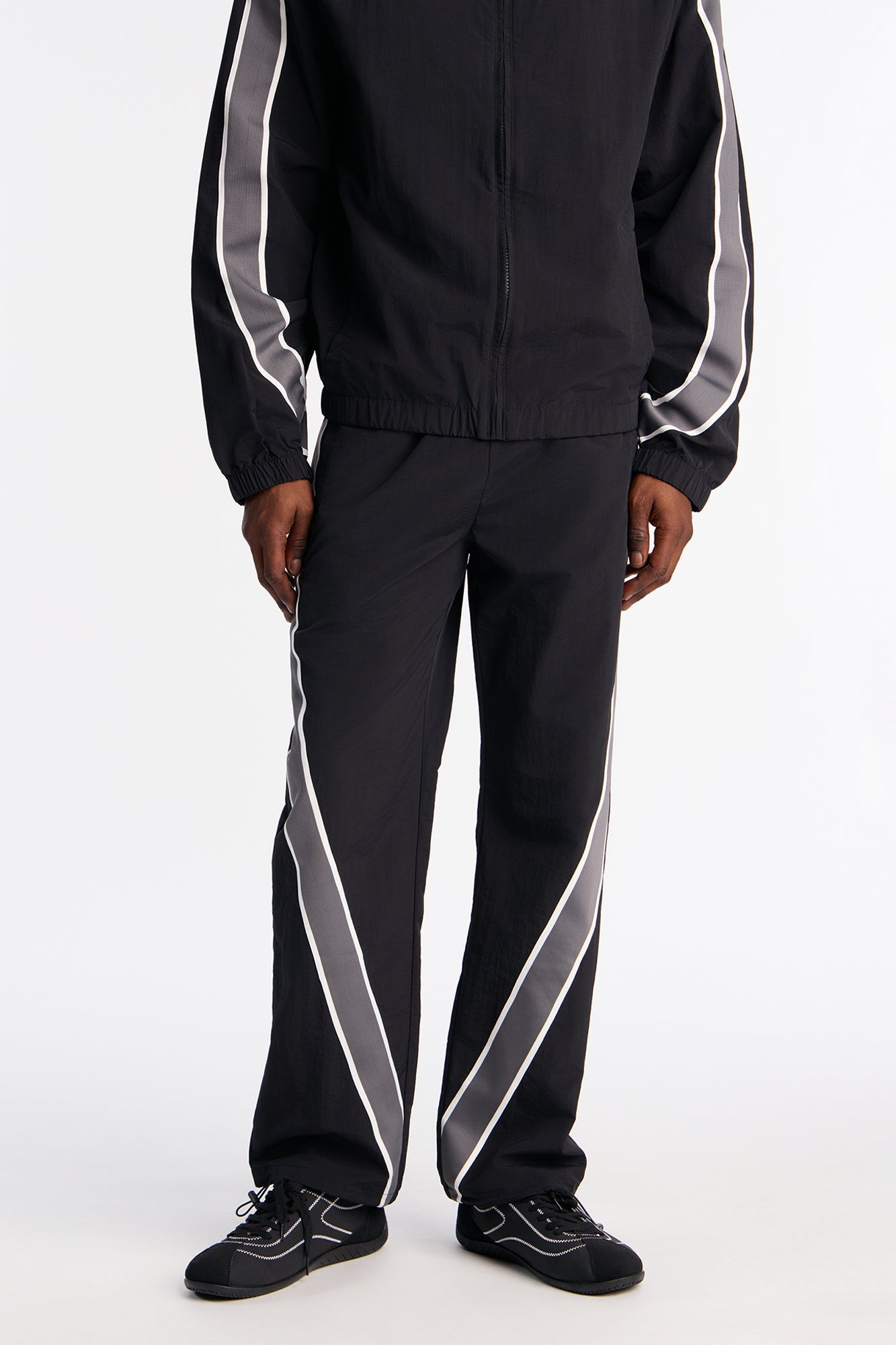 Straight Prep The Field Color Block Nylon Pant - Black/combo Fashion Nova