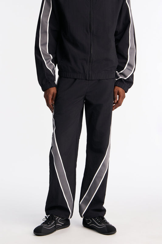 Straight Prep The Field Color Block Nylon Pant - Black/combo Fashion Nova
