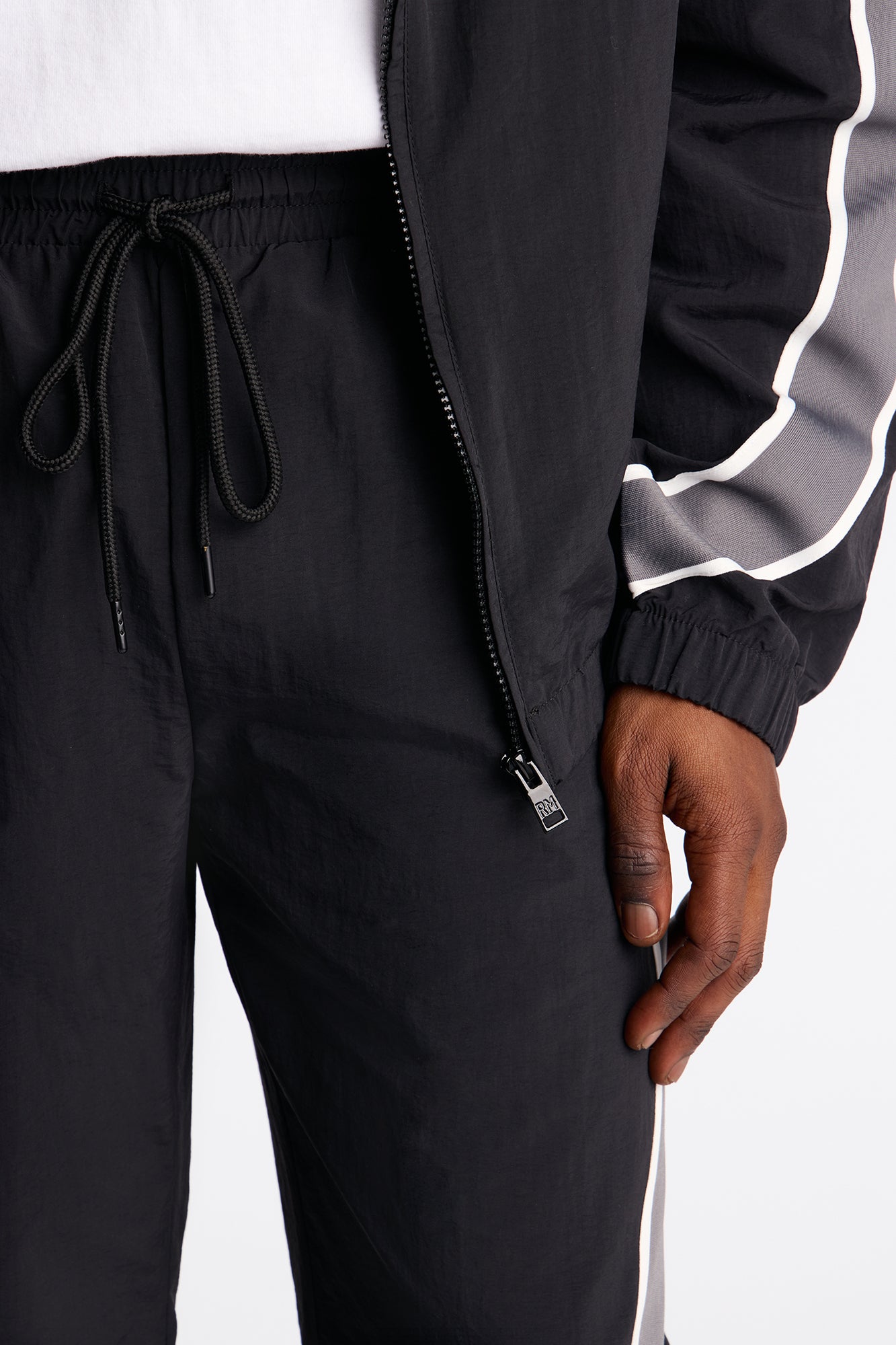 Straight Prep The Field Color Block Nylon Pant - Black/combo Fashion Nova