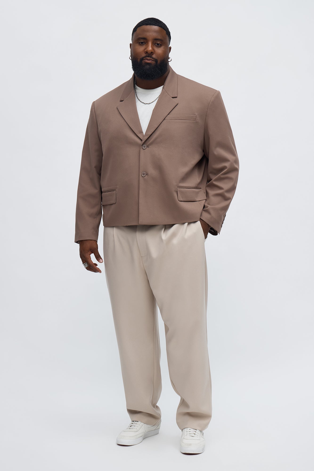 Gabardine Boxy Cropped Single Breasted Blazer - Taupe Fashion Nova