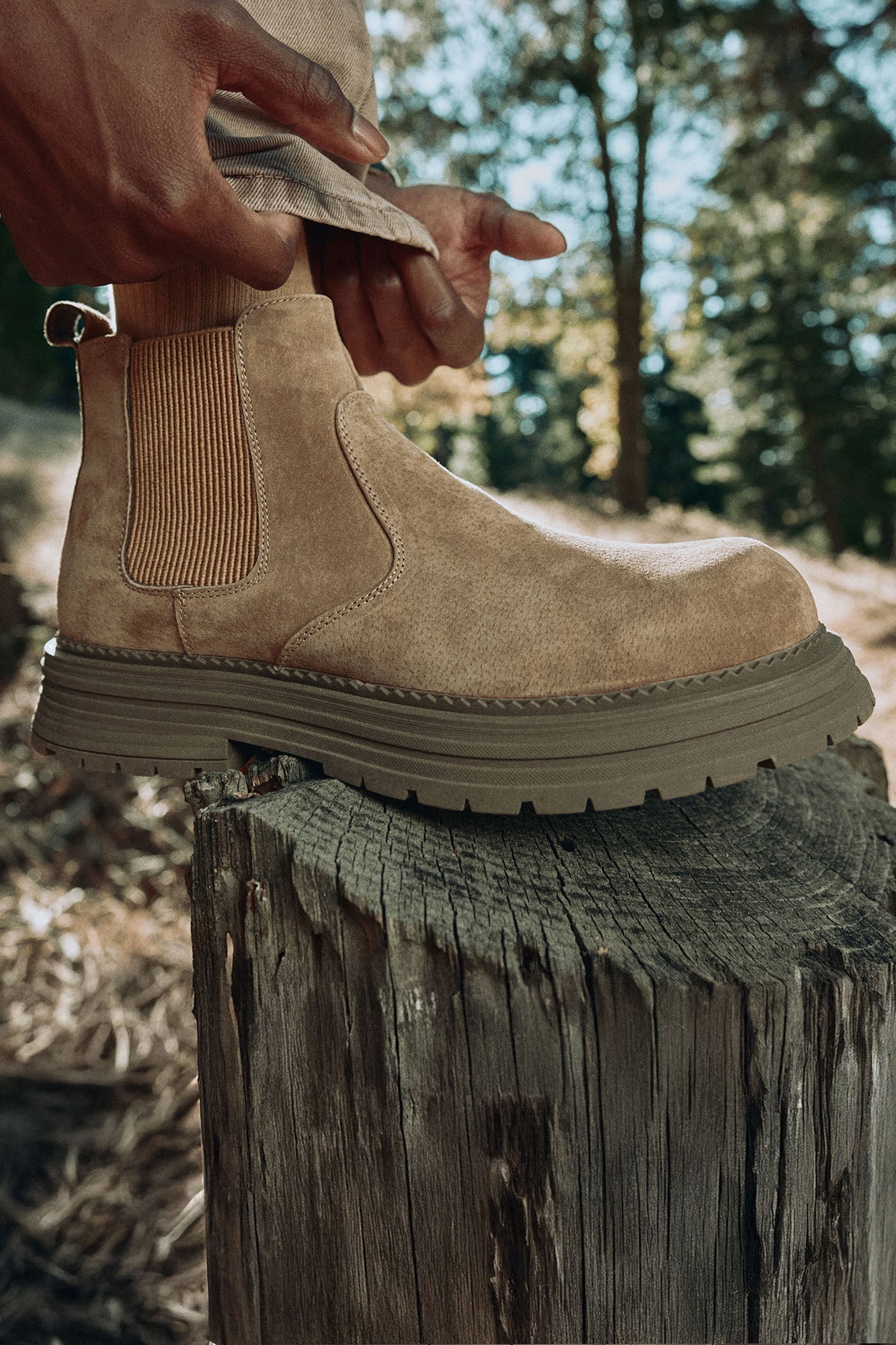 Genuine Suede Lace Less Chunky Boot - Taupe Fashion Nova