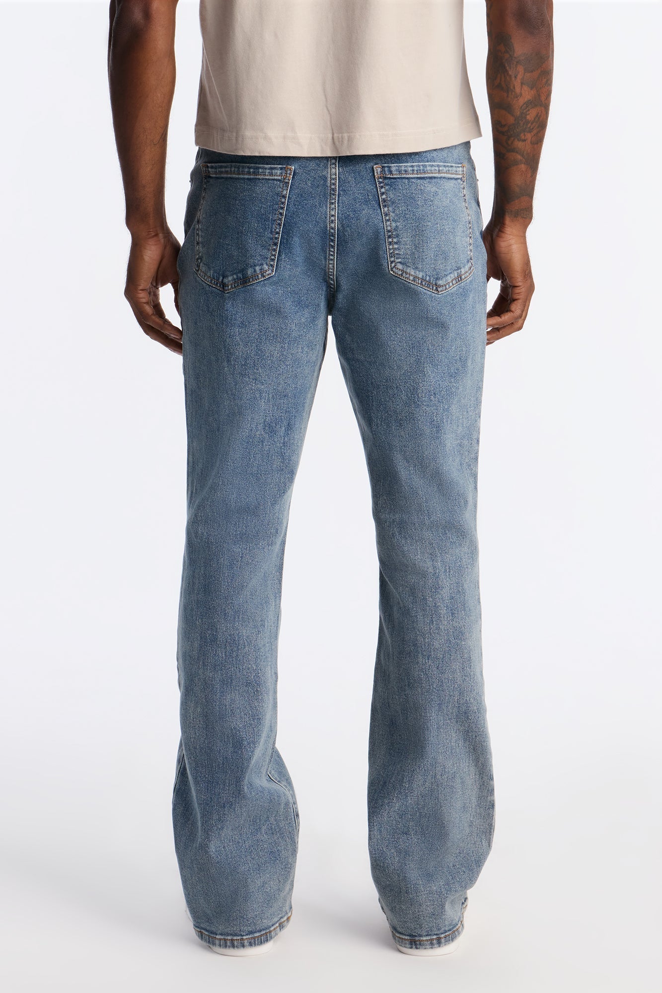 Stacked Skinny Flare Runaway Seam Jean - Medium Blue Wash Fashion Nova