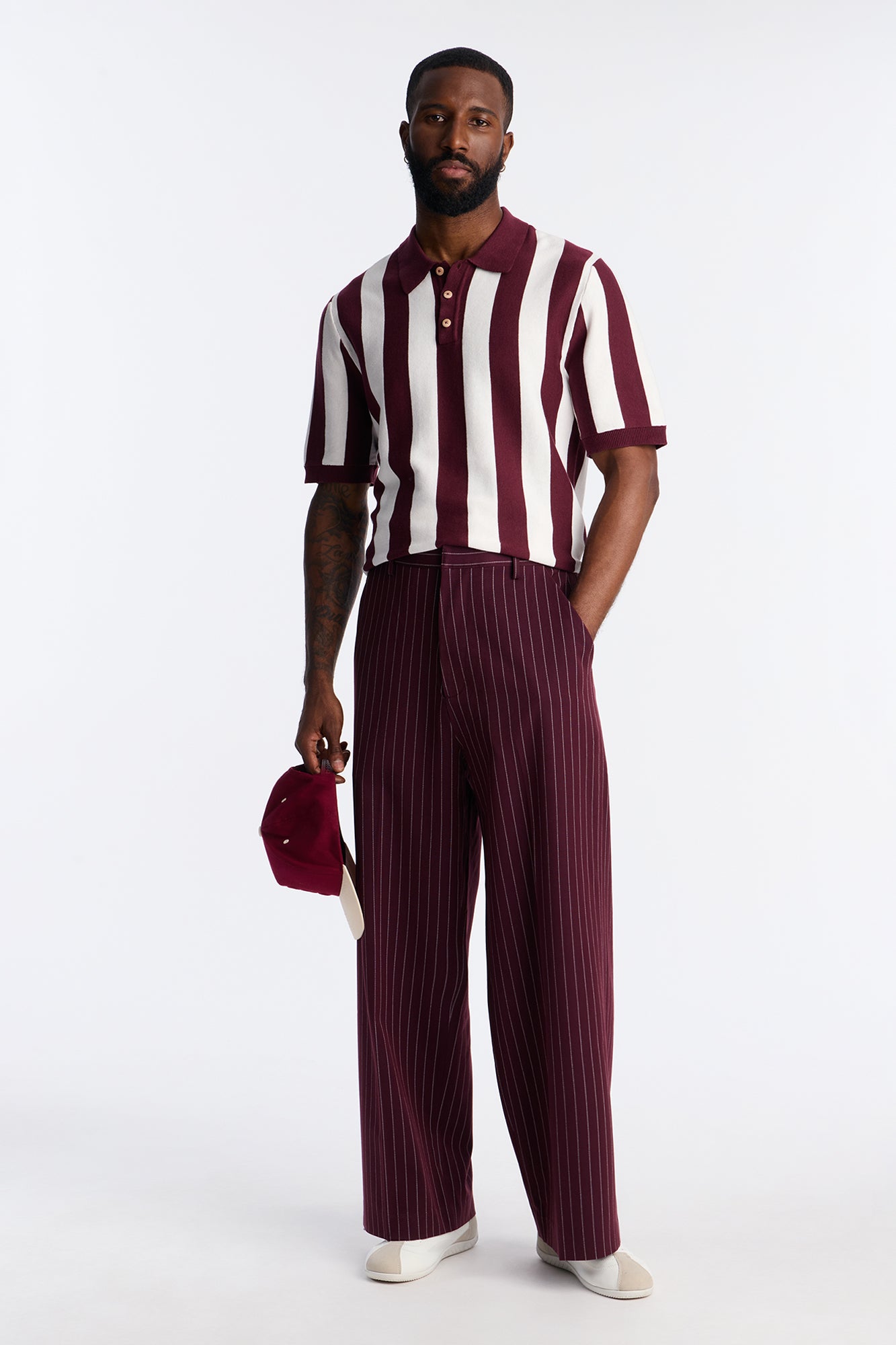 Old Sport Striped Short Sleeve Polo - Burgundy/combo Fashion Nova