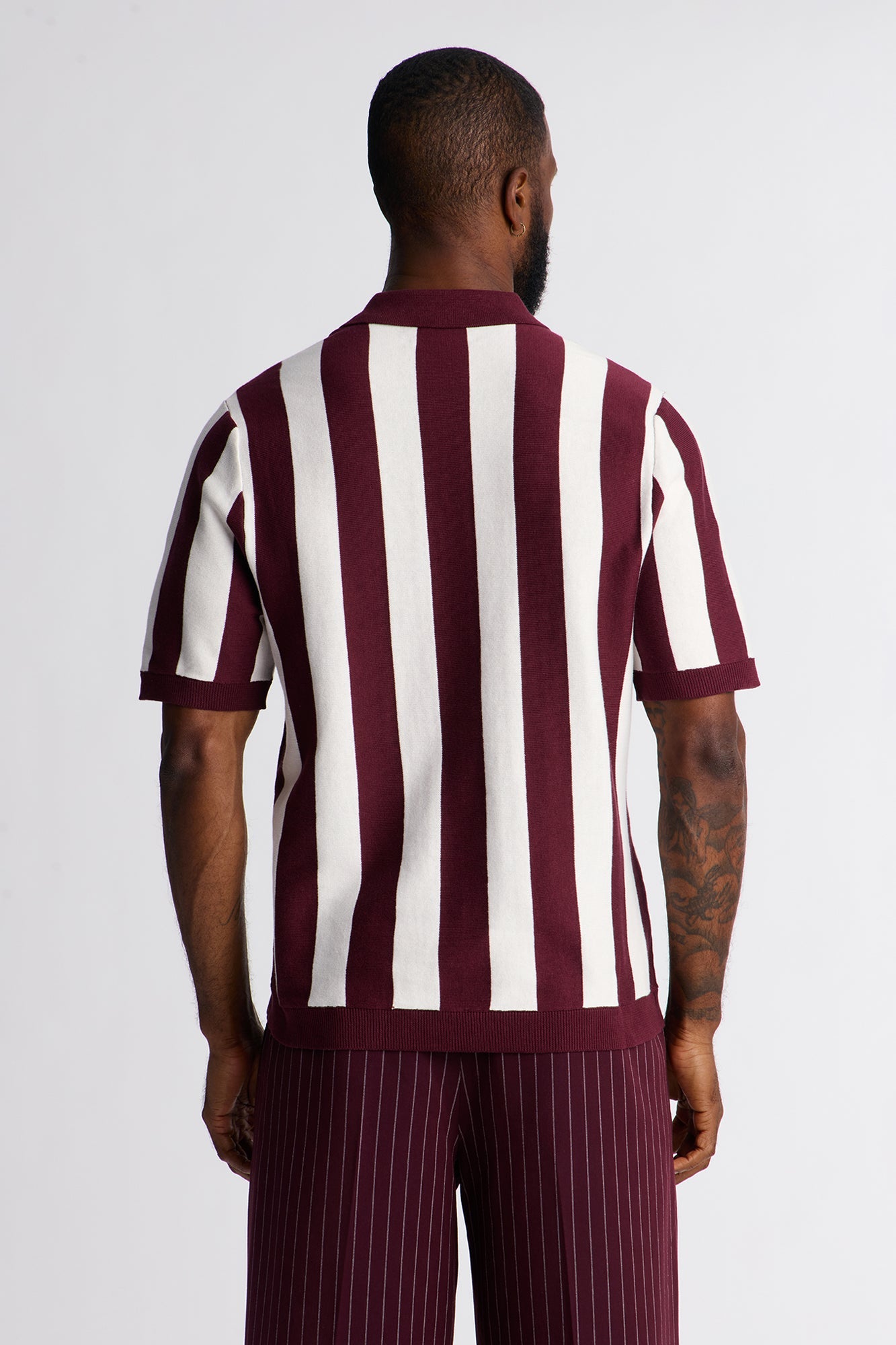Old Sport Striped Short Sleeve Polo - Burgundy/combo Fashion Nova