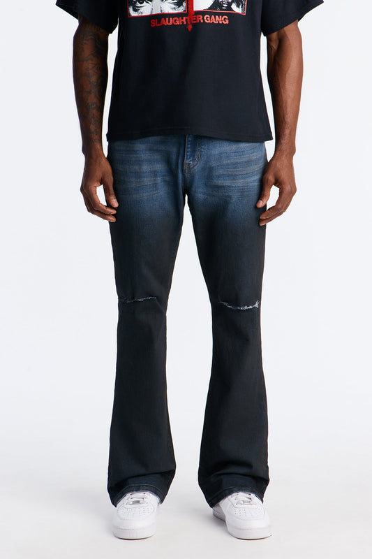 Stacked Skinny Flare Vacancy Distressed Jean - Vintage Blue Wash Fashion Nova