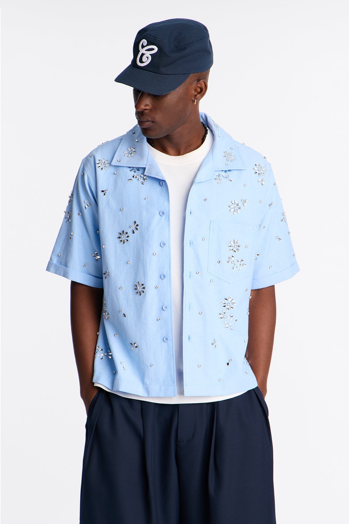 Chrome Bloom Cuban Button Up Shirt - Light Blue Fashion Nova