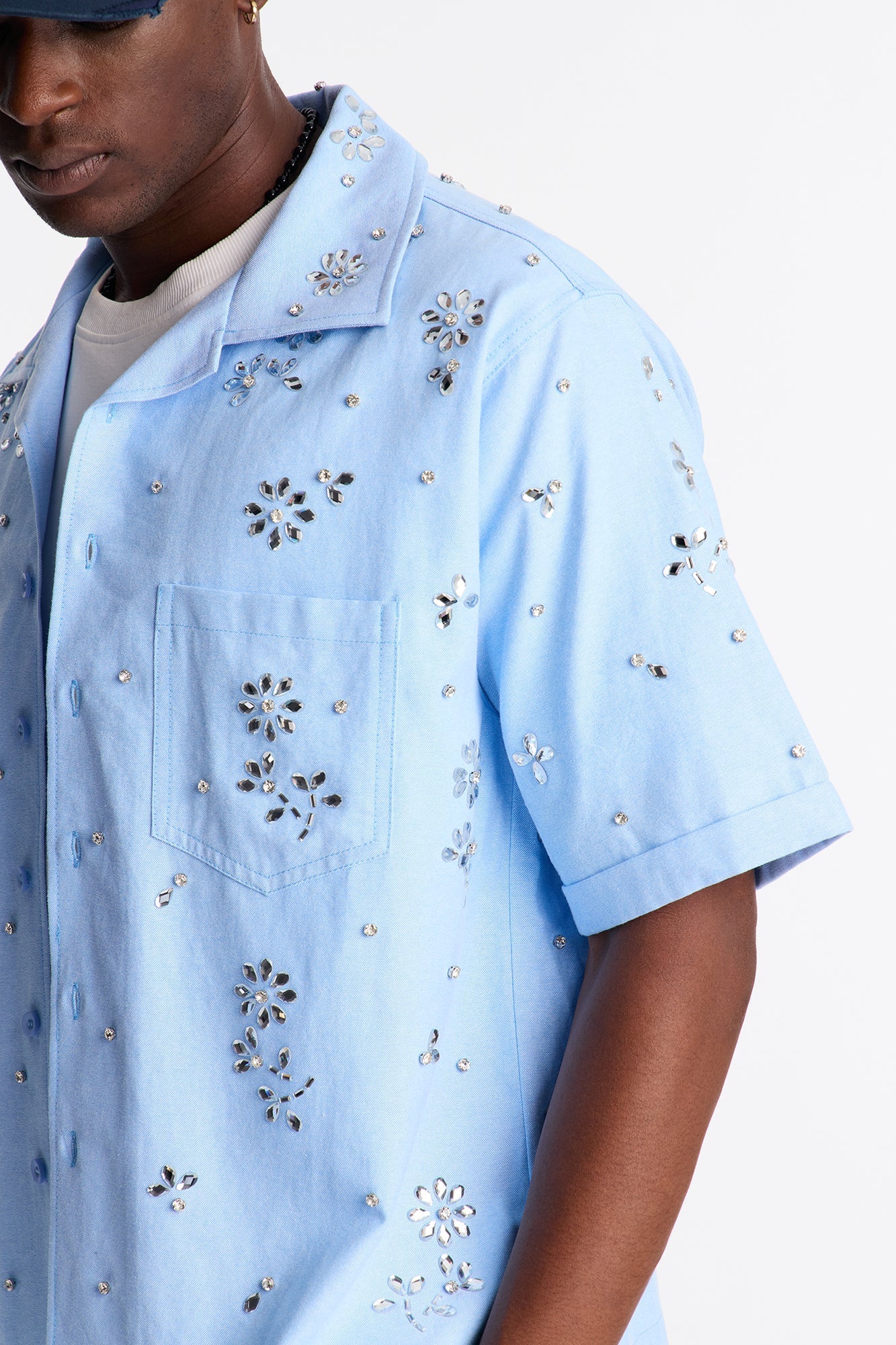 Chrome Bloom Cuban Button Up Shirt - Light Blue Fashion Nova
