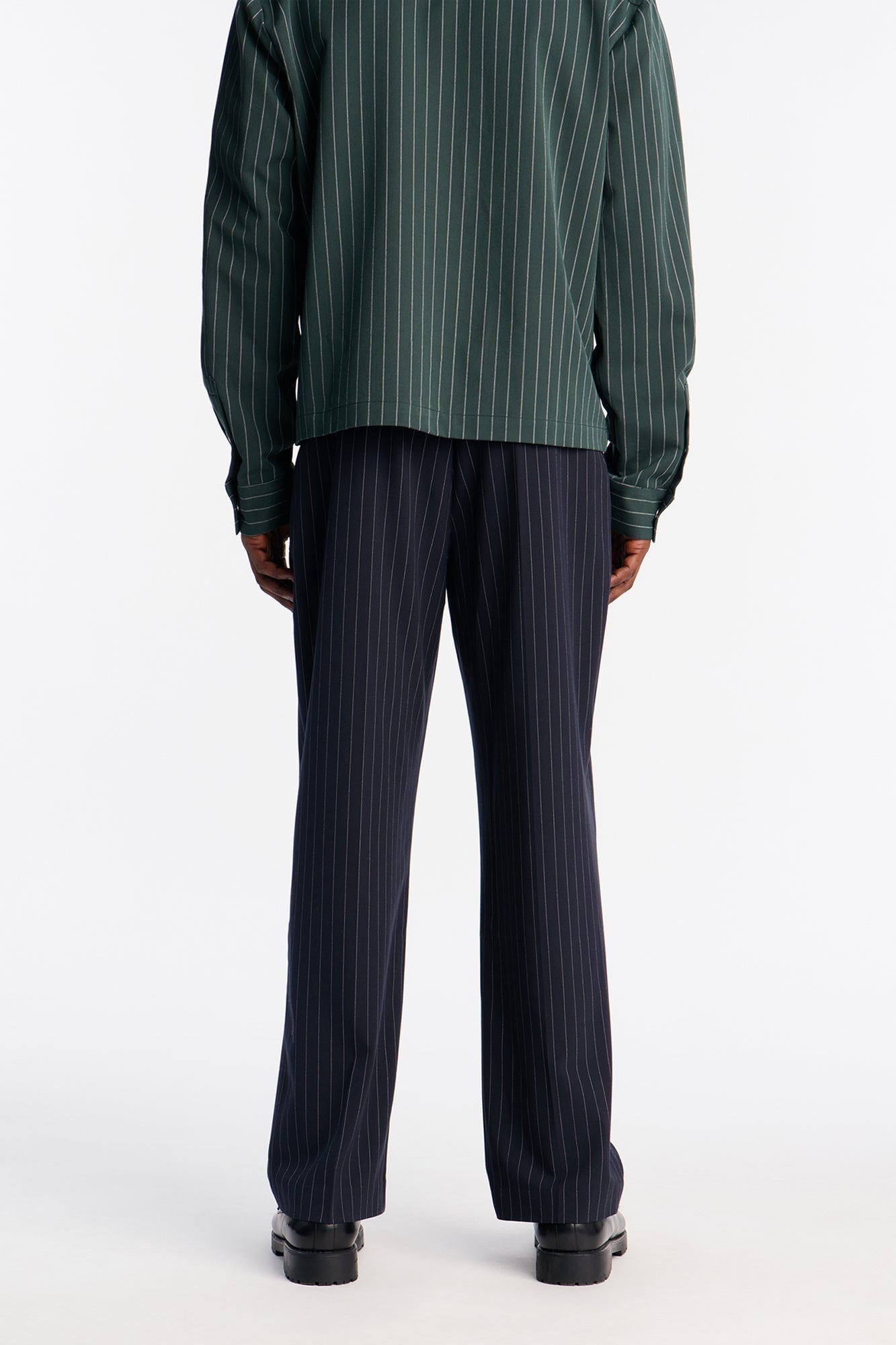 Straight Harlow Pinstripe Drawstring Pant - Navy Fashion Nova
