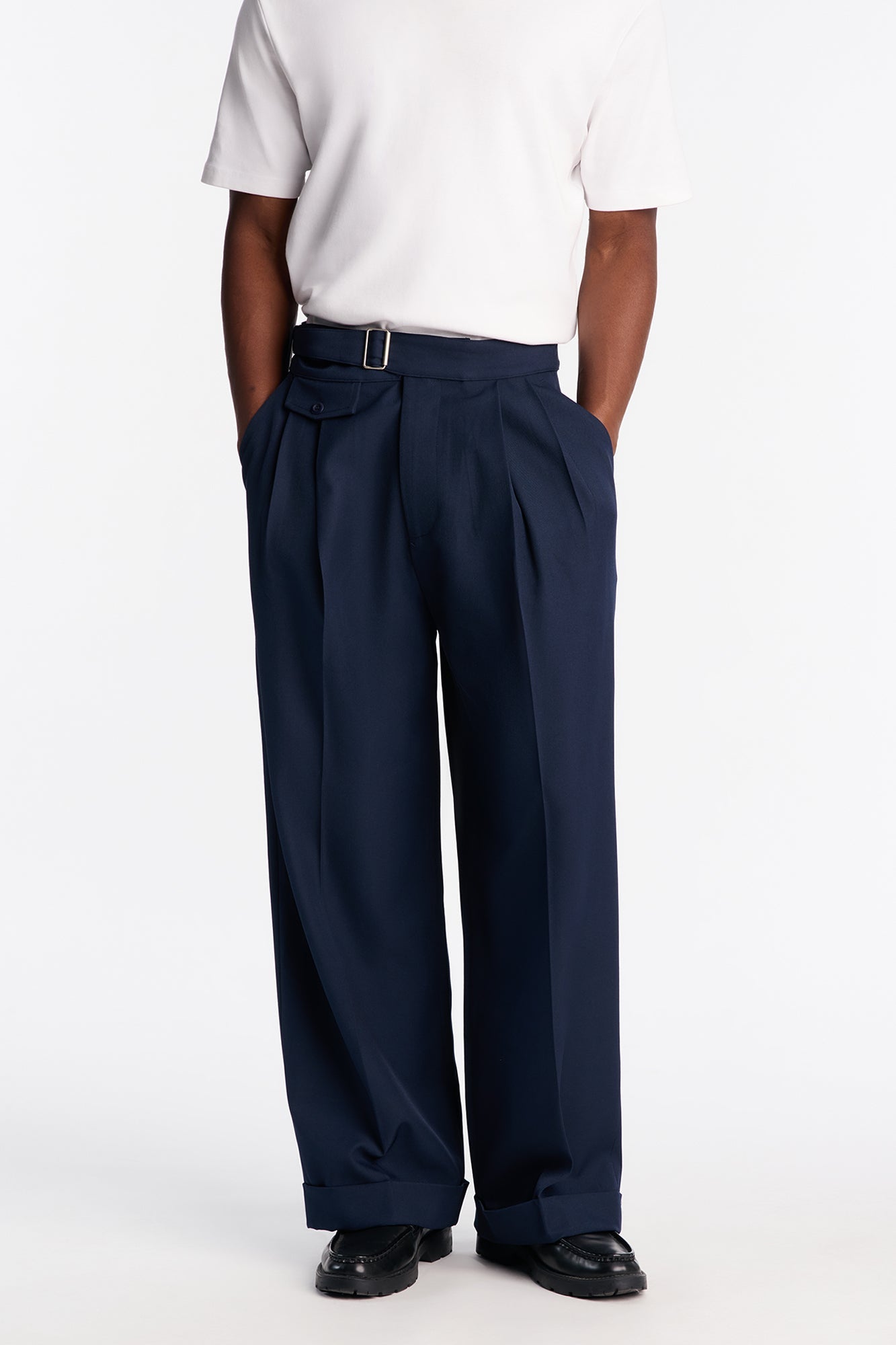Wide Leg Vanderbilt Gurkha Trouser - Navy Fashion Nova