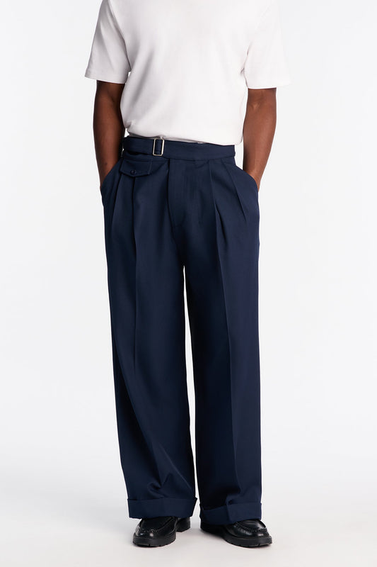 Wide Leg Vanderbilt Gurkha Trouser - Navy Fashion Nova