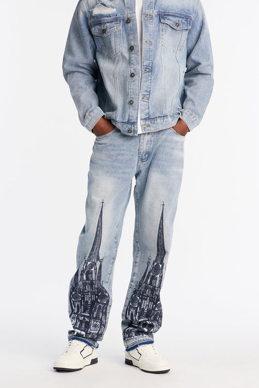 Straight Cathedral Jean - Medium Blue Wash Fashion Nova
