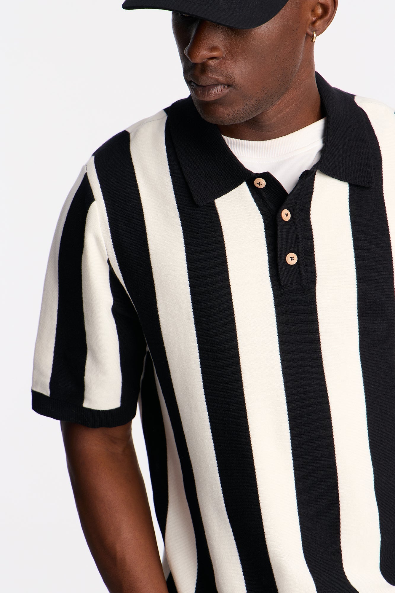 Old Sport Striped Short Sleeve Polo - Black/combo Fashion Nova