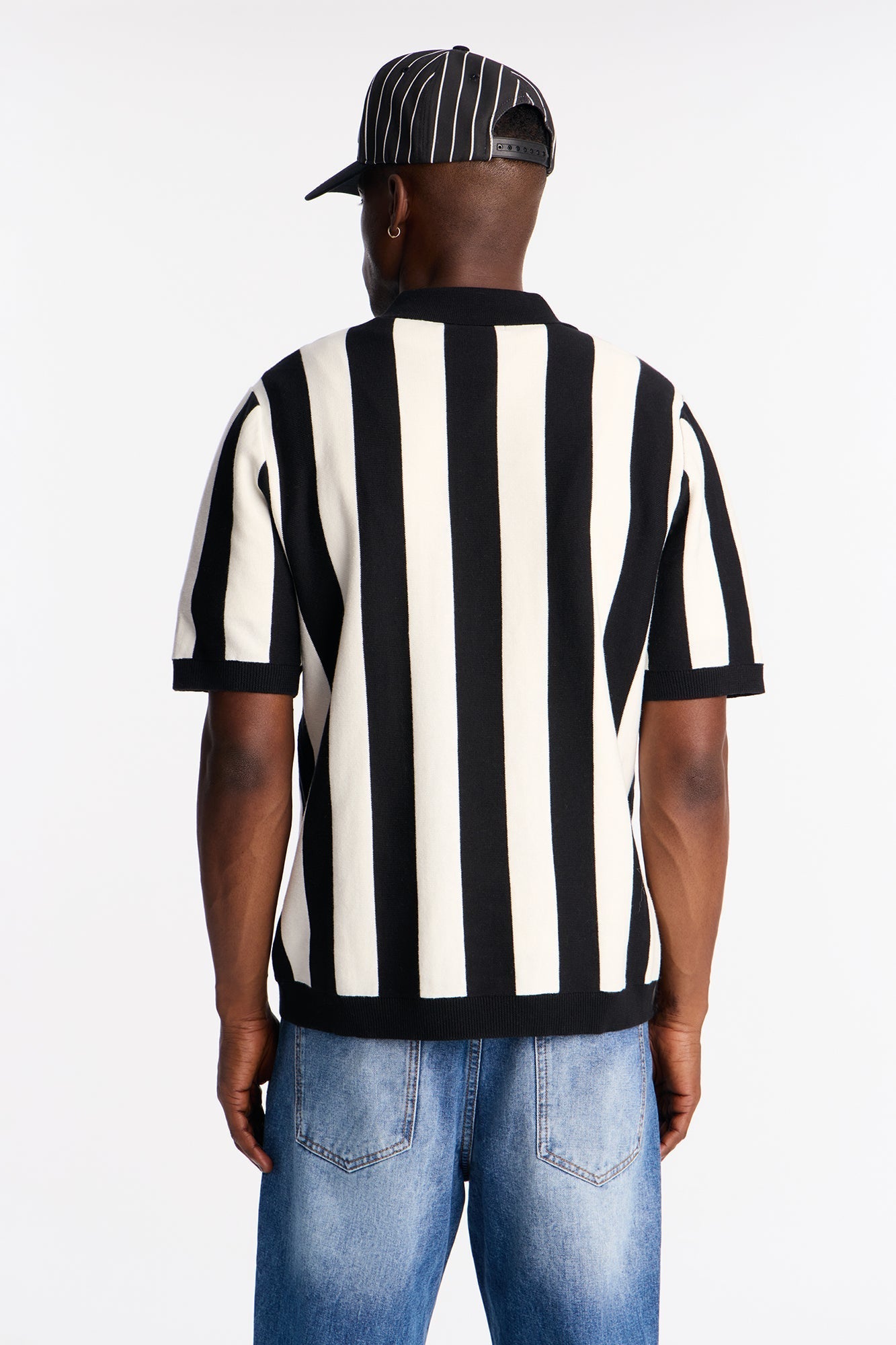 Old Sport Striped Short Sleeve Polo - Black/combo Fashion Nova