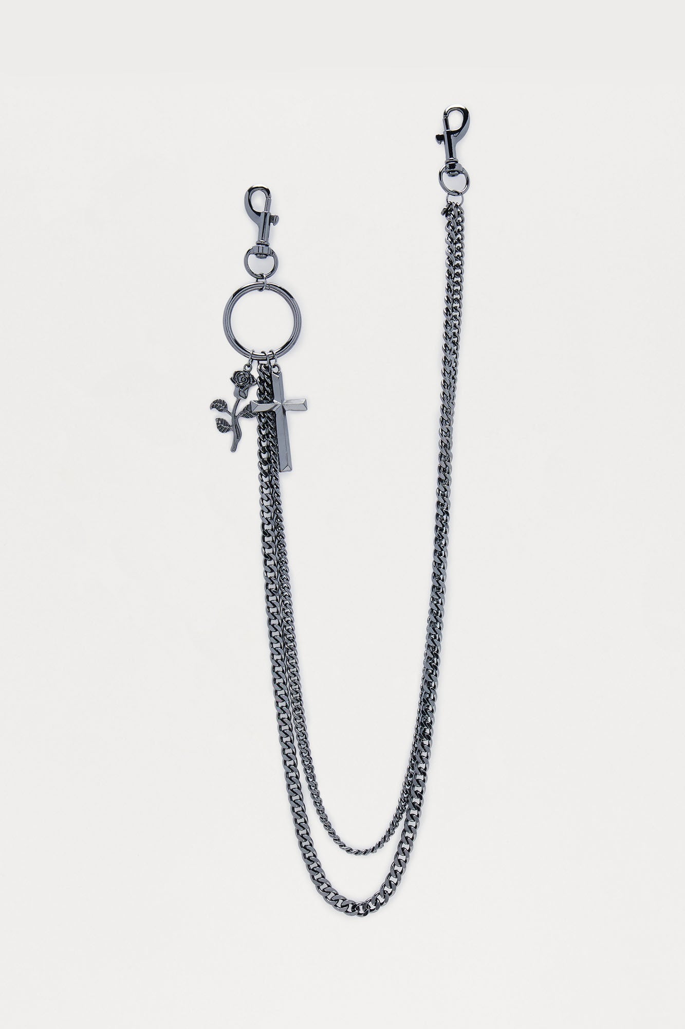 Love And Faith Layered Pendant Pant Chain - Gunmetal Fashion Nova