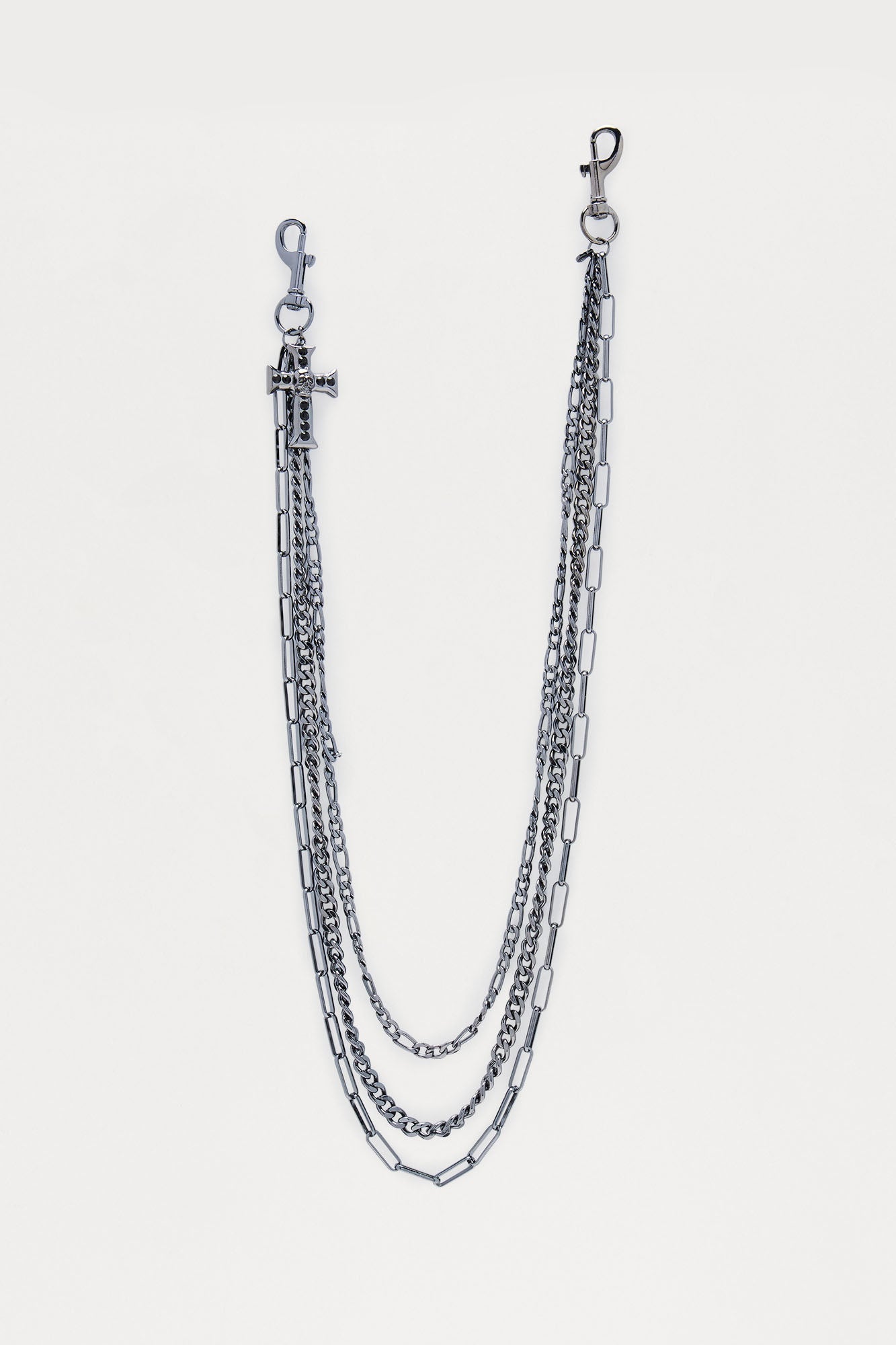 Bones And All Layered Pendant Pant Chain - Gunmetal Fashion Nova