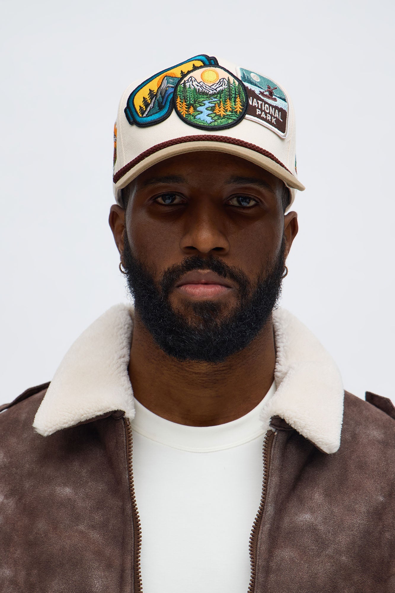 Camp Badge Structured Snapback Hat - Stone/Combo Fashion Nova