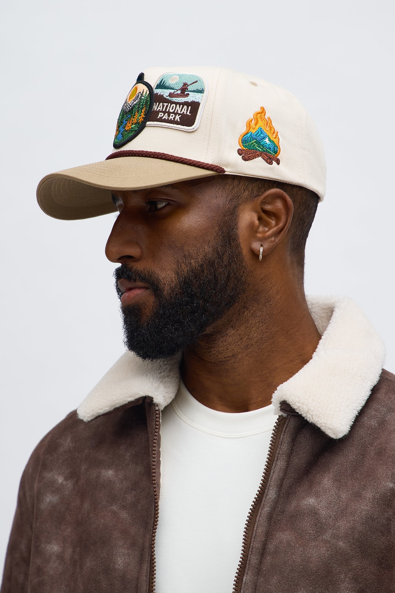Camp Badge Structured Snapback Hat - Stone/Combo Fashion Nova