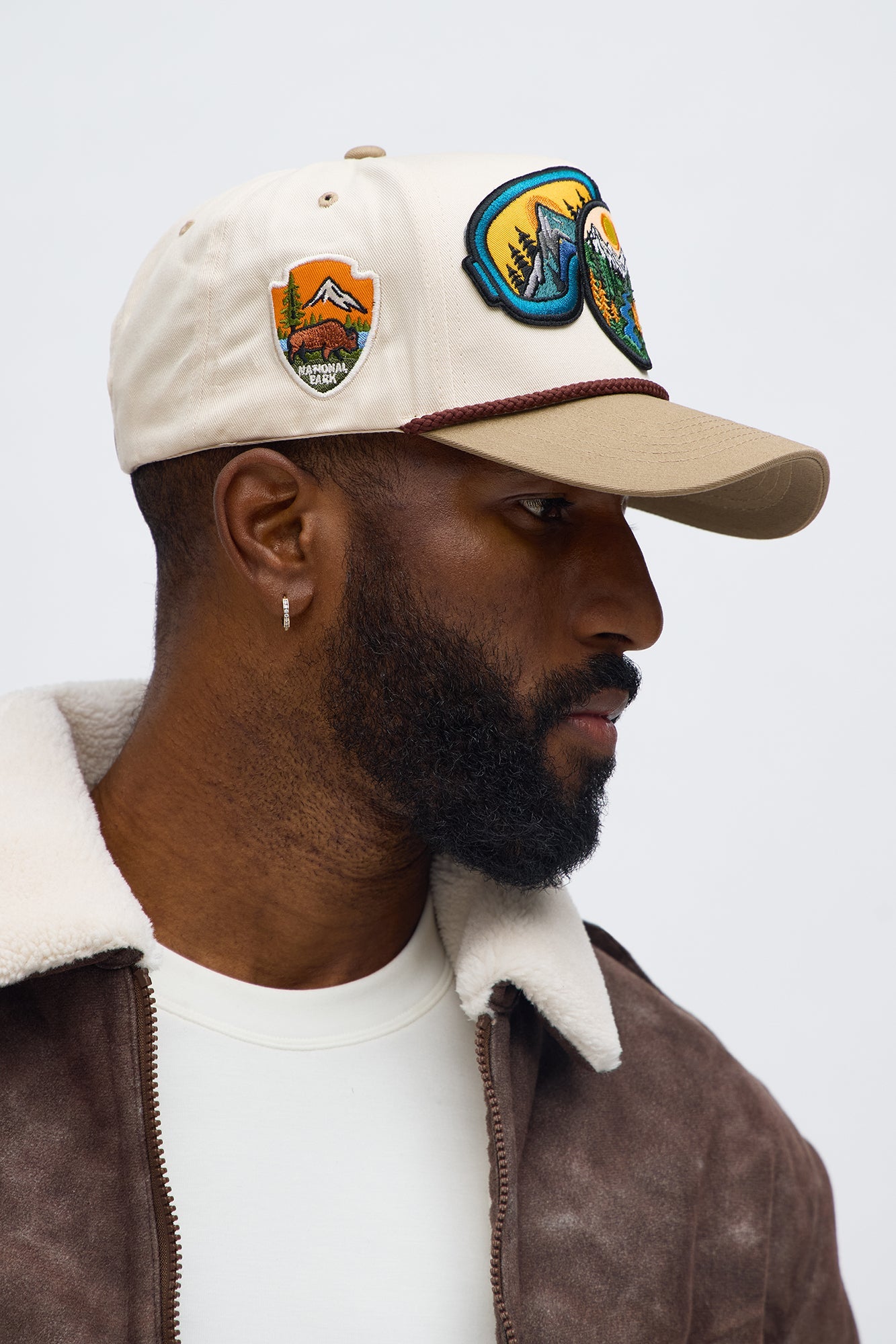 Camp Badge Structured Snapback Hat - Stone/Combo Fashion Nova