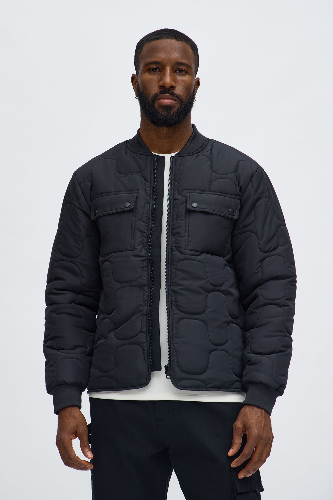 Geo Quilted Jacket - Black Fashion Nova