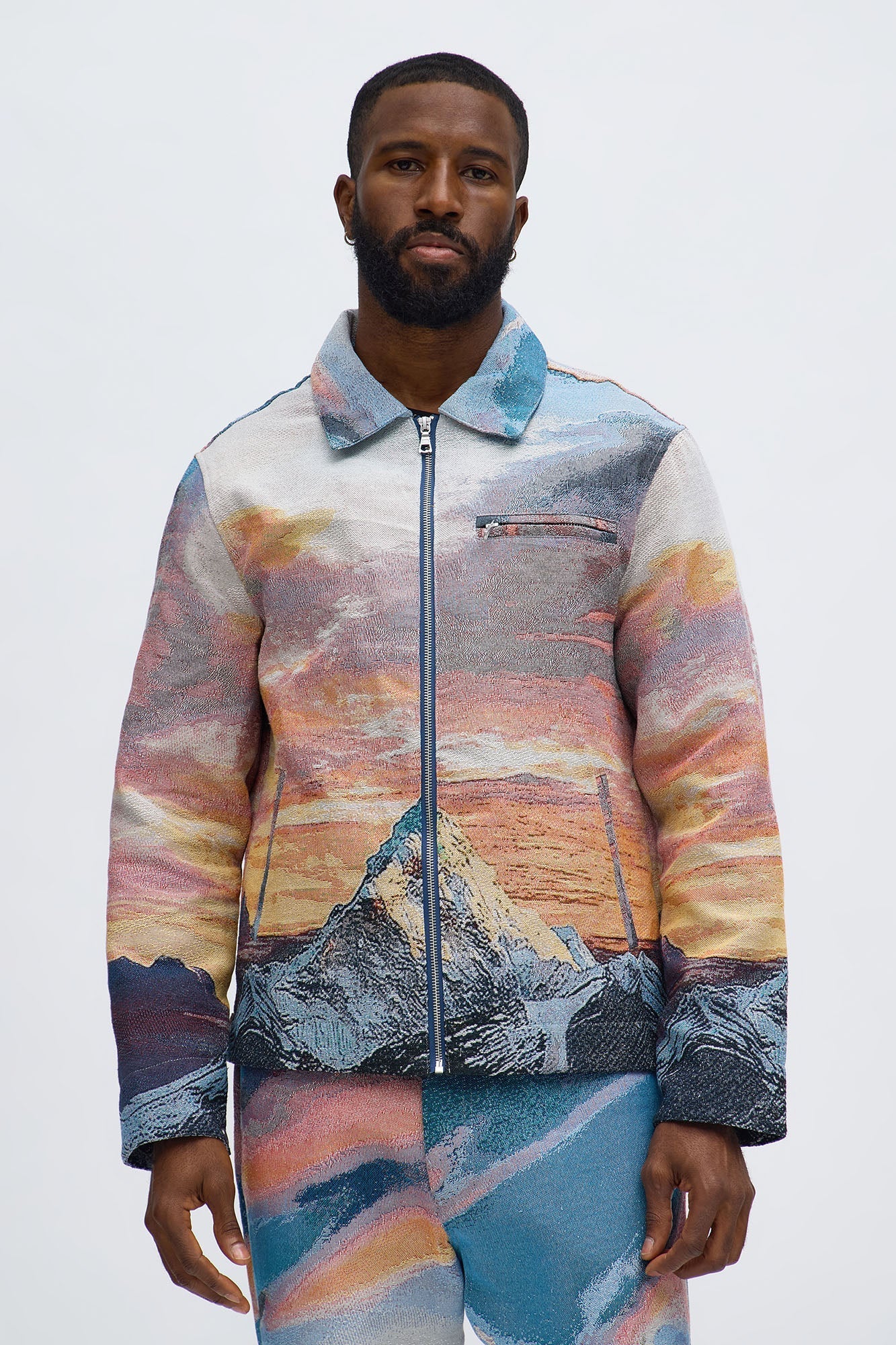 Peak Era Tapestry Work Jacket - Orange Fashion Nova