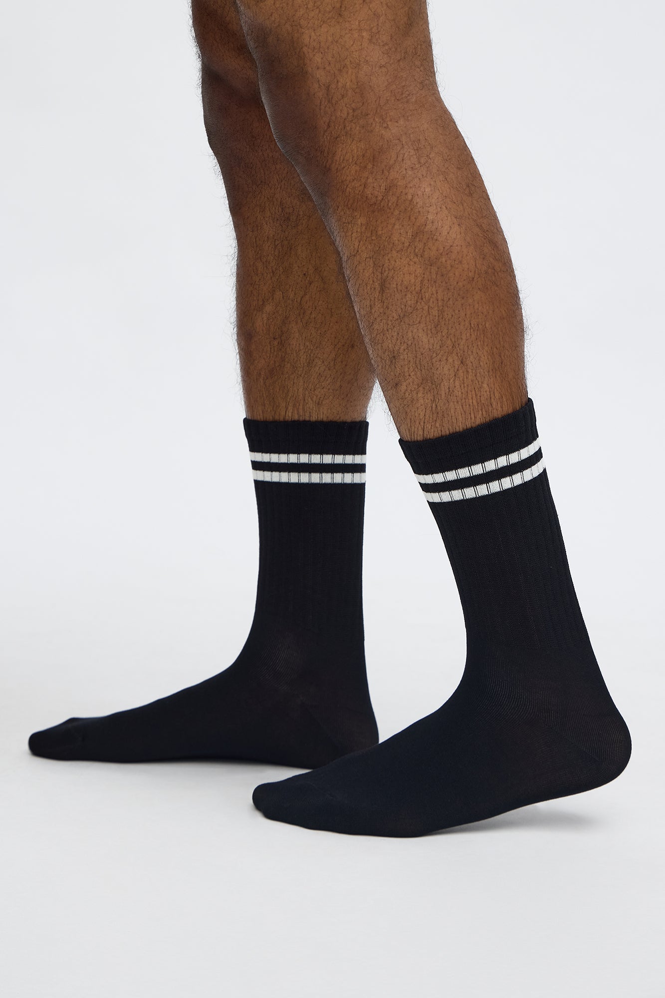 Classic Striped Crew Length Socks - Black Fashion Nova