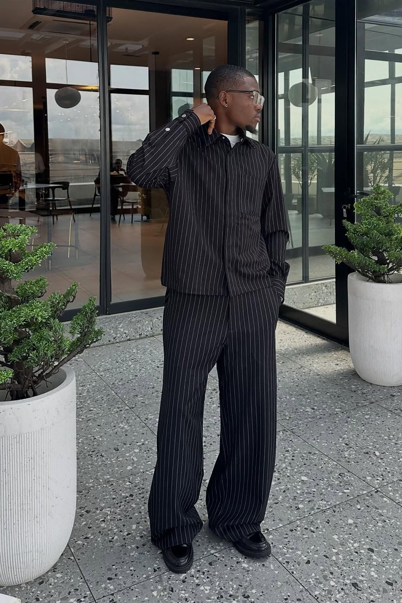 Wide Leg Straight Striped Trouser - Black Fashion Nova