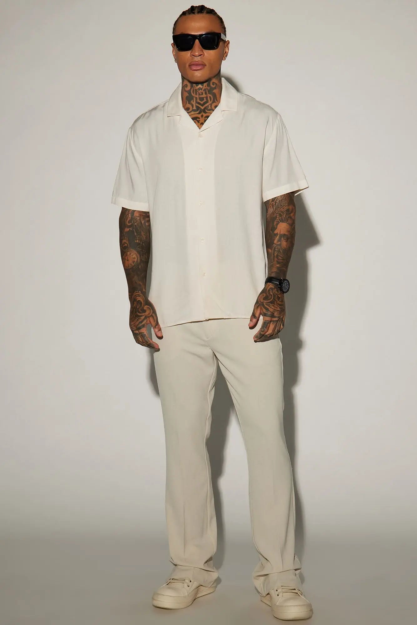 Dawson Relaxed Short Sleeve Cuban Collar Shirt - OffWhite Fashion Nova
