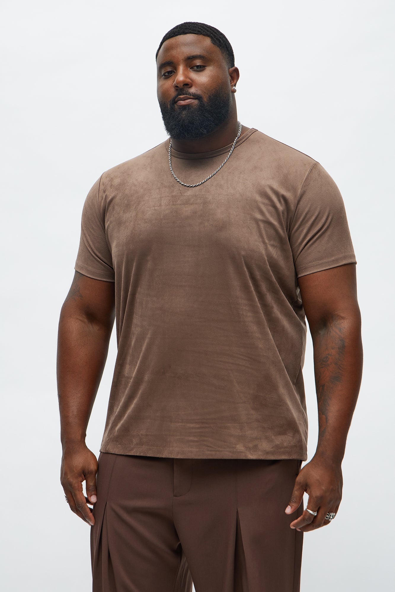 Velour Everyday Crew Tee - Brown Fashion Nova