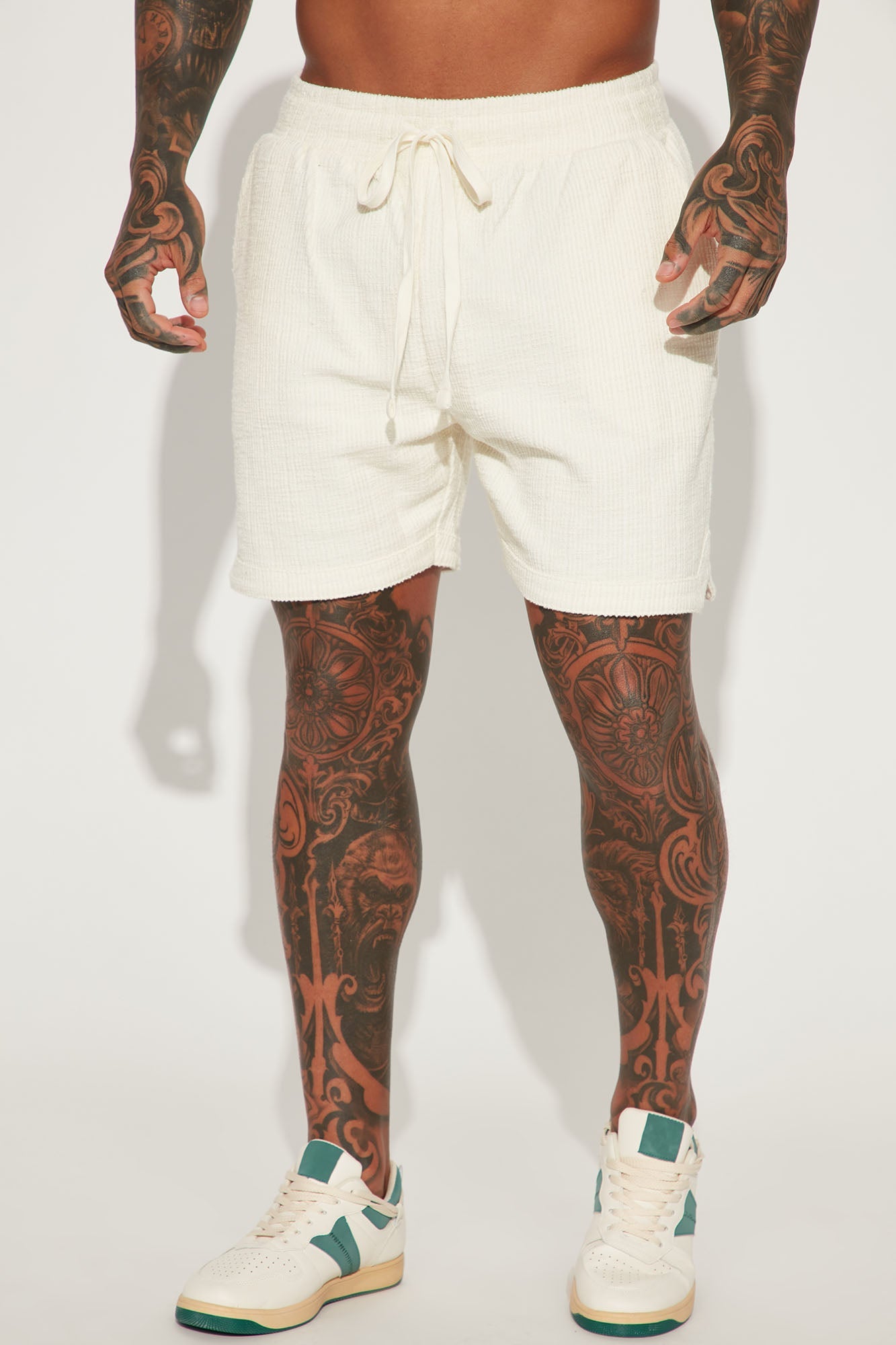 Dean Textured Short - Cream Fashion Nova