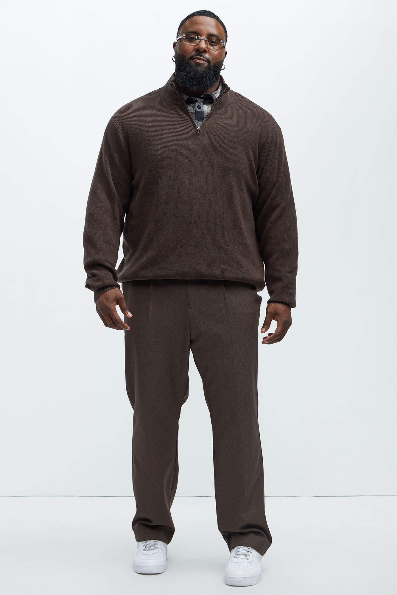 Shawn Quarter Zip Sweater - Brown Fashion Nova