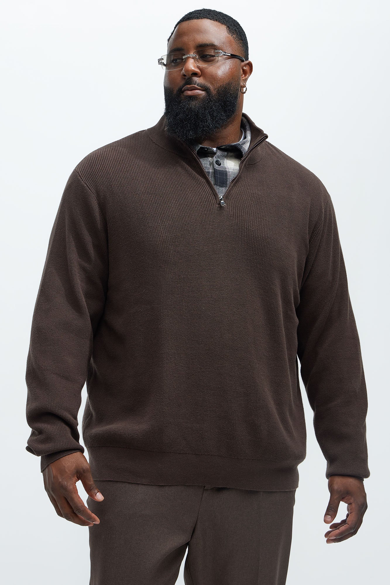 Shawn Quarter Zip Sweater - Brown Fashion Nova