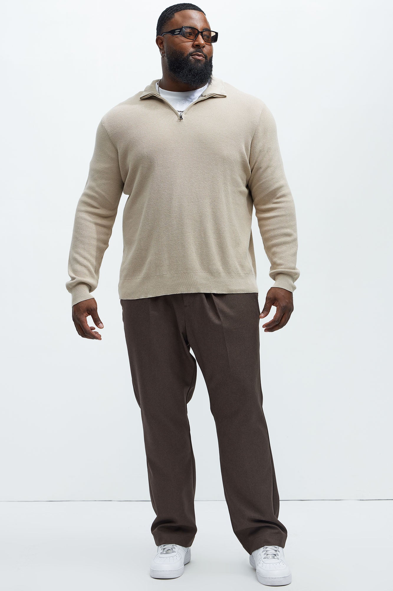 Shawn Quarter Zip Sweater - Tan Fashion Nova
