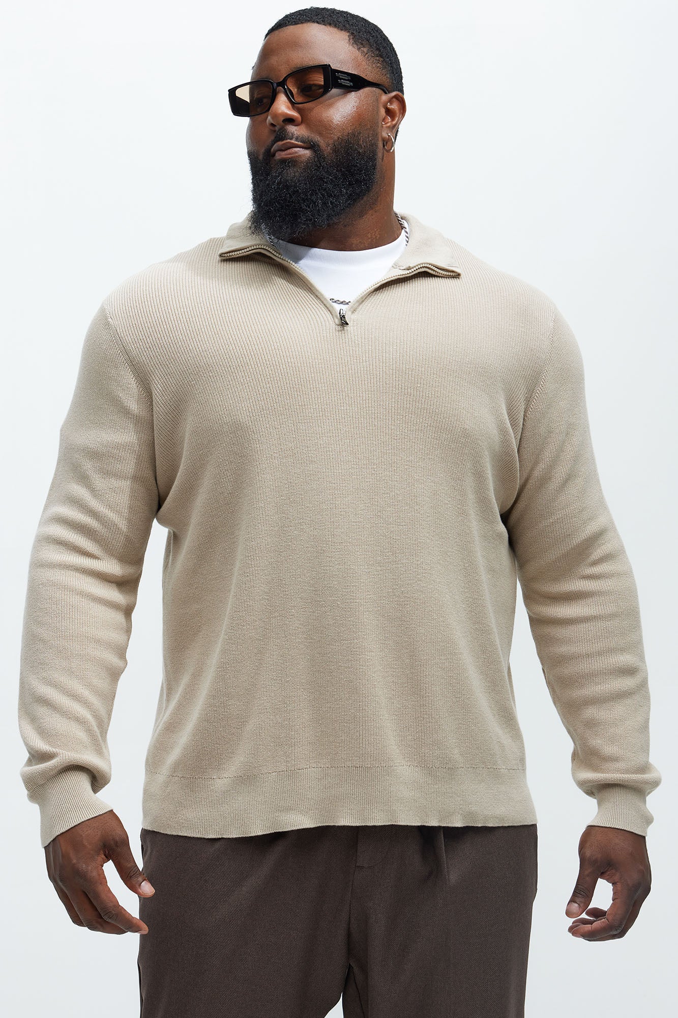 Shawn Quarter Zip Sweater - Tan Fashion Nova