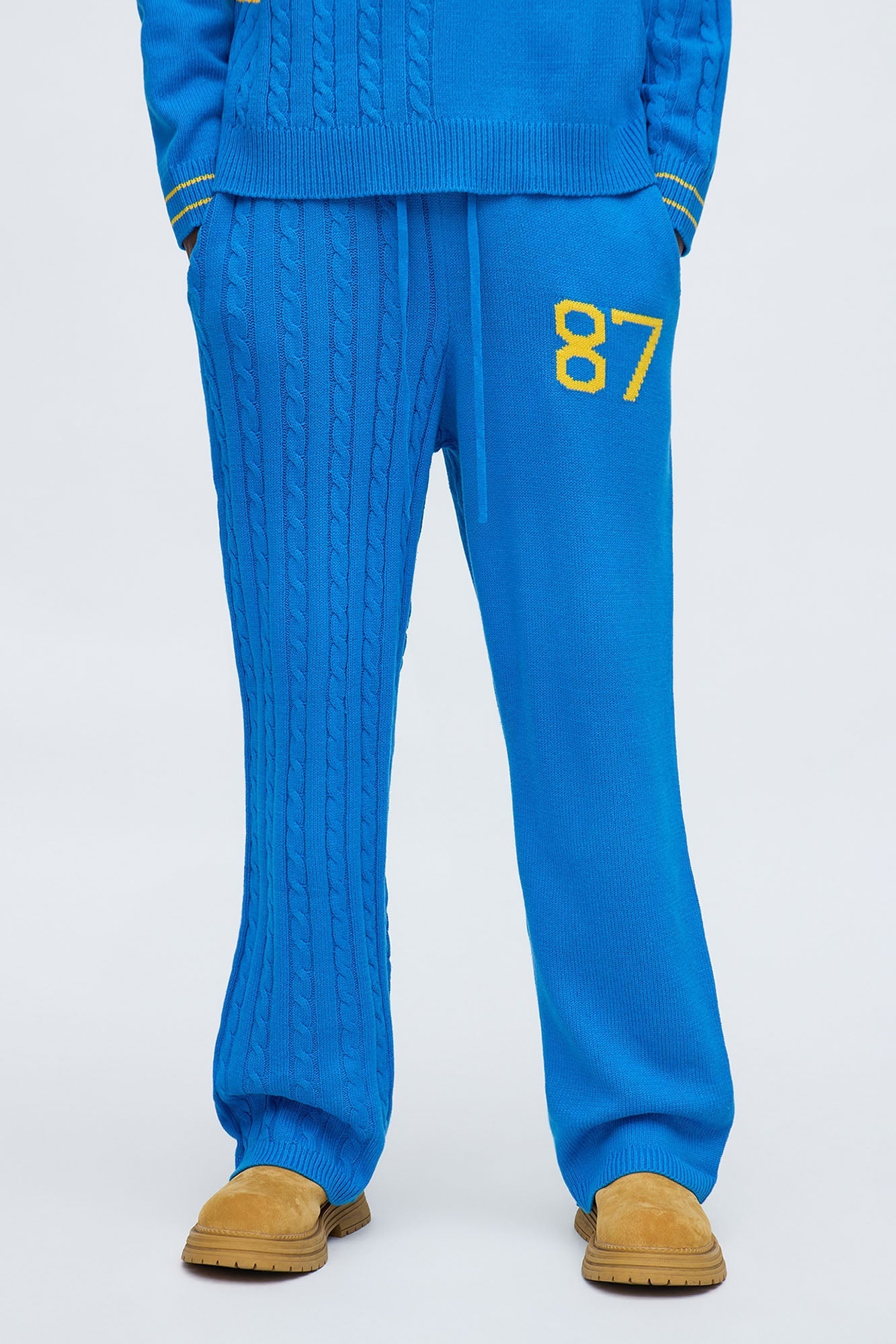 Preppy Life Sweater Knit Pant - Blue/combo Fashion Nova