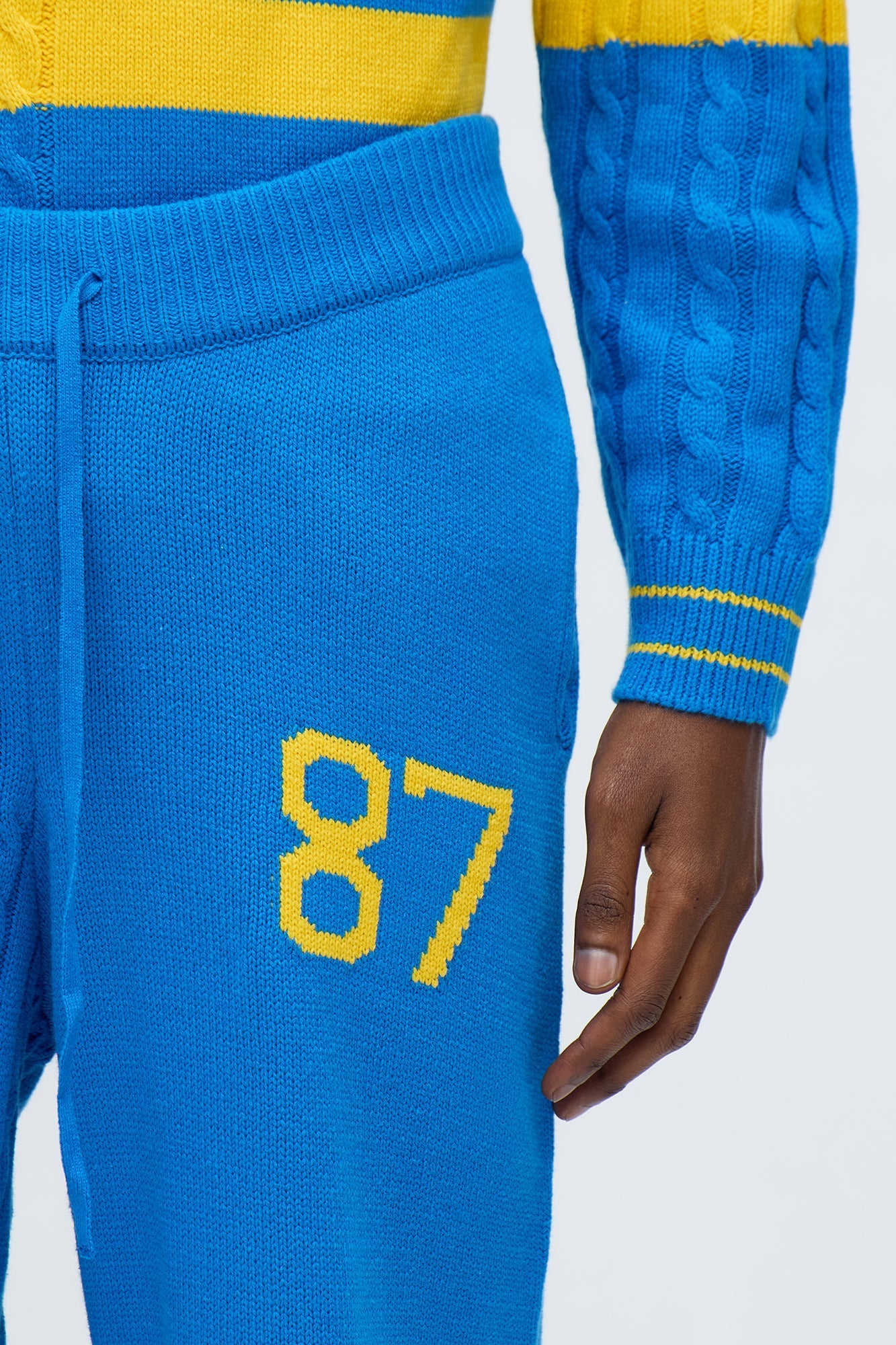 Preppy Life Sweater Knit Pant - Blue/combo Fashion Nova