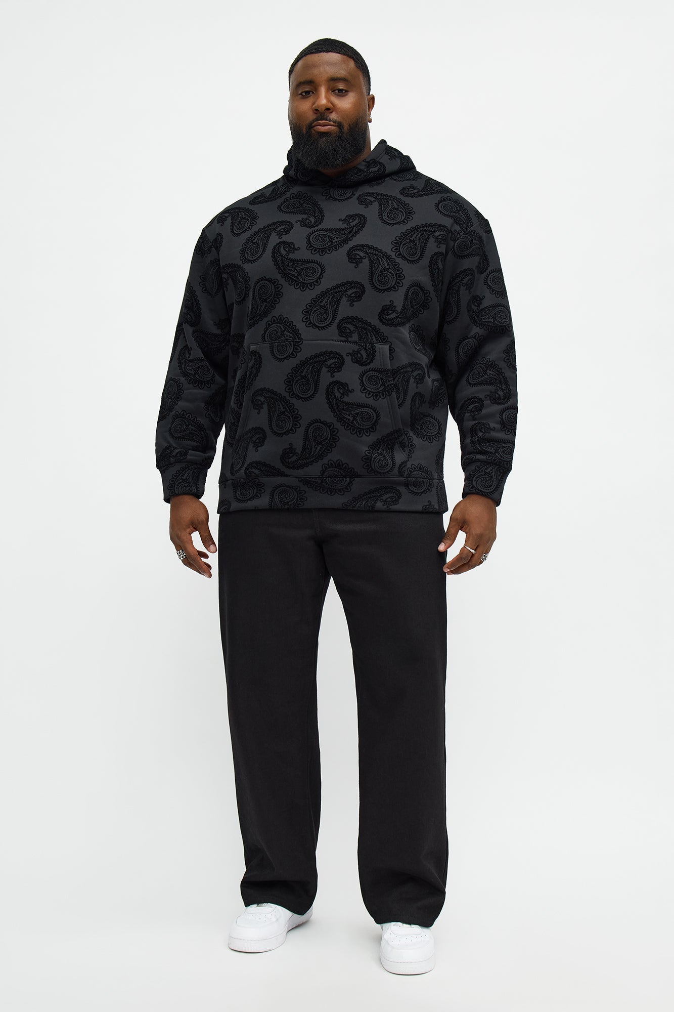 Paisley Flock Hoodie - Black Fashion Nova