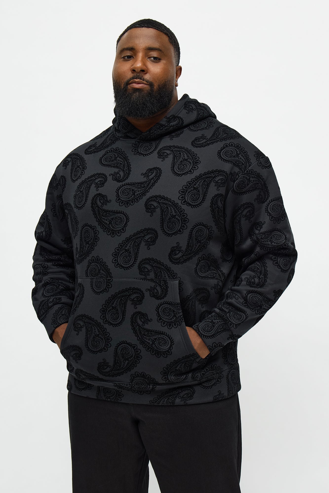 Paisley Flock Hoodie - Black Fashion Nova