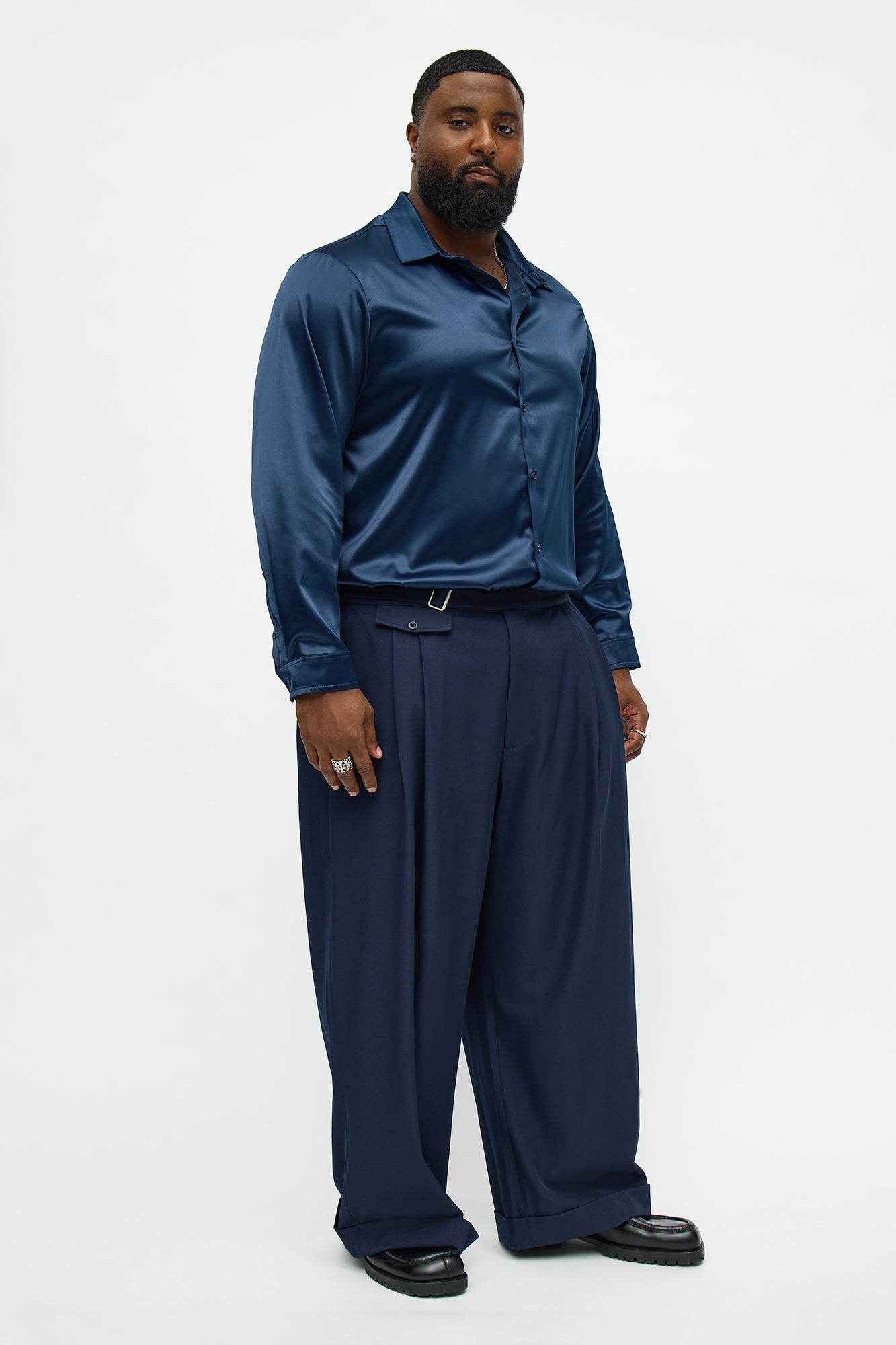 Wide Leg Vanderbilt Gurkha Trouser - Navy Fashion Nova