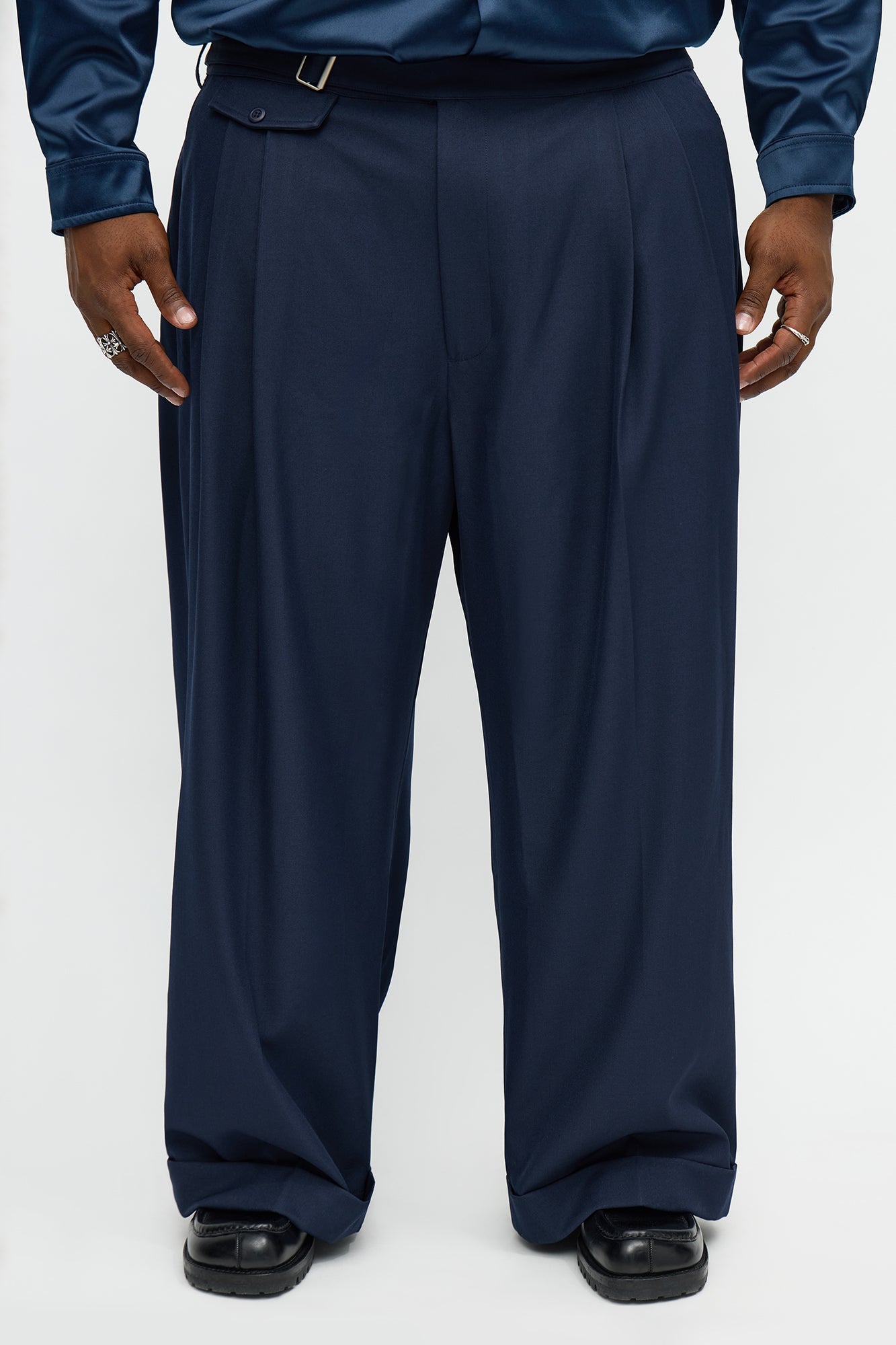 Wide Leg Vanderbilt Gurkha Trouser - Navy Fashion Nova
